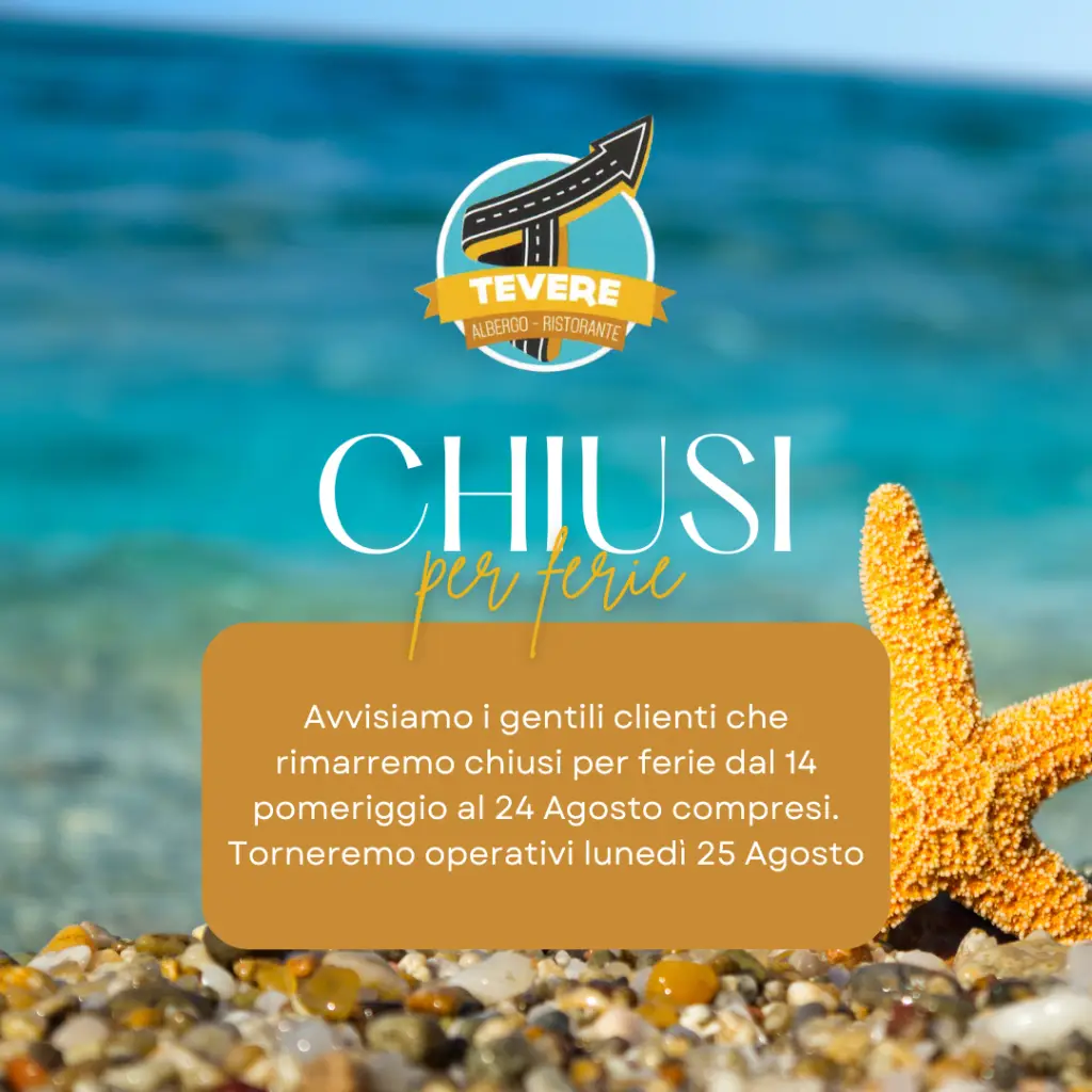 Stella marina su spiaggia con avviso chiusura per ferie.